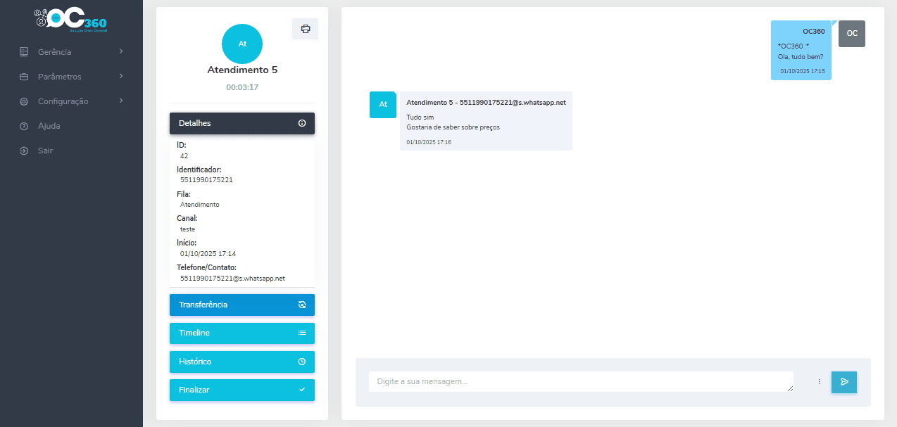 Painel de Histórico de Conversas